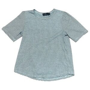 Pomander Place Tuckernuck Striped T-Shirt Black White Size Small 100% Cotton